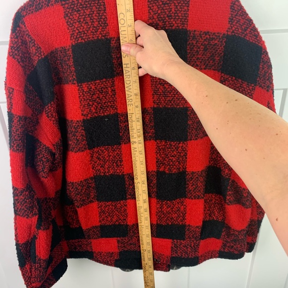 William Rast LARGE Red Black Wool Coat Buffalo Check Preppy Winter Timberlake - Picture 9 of 10